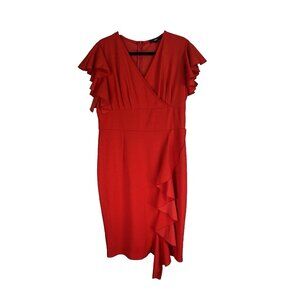 Womens XLarge Bodycon Dress Wrap V-Neck Cocktail Glam Pinup Hourglass Feminine